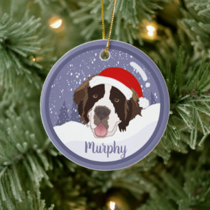Christmas Saint Bernard Ceramic Tree Decoration
