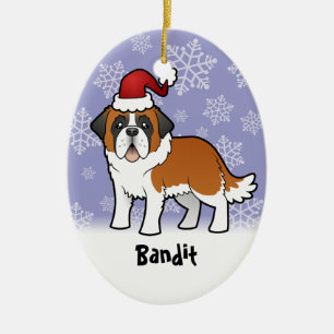 Christmas Saint Bernard Ceramic Tree Decoration