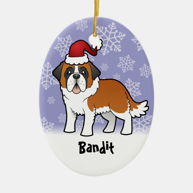 Christmas Saint Bernard Ceramic Tree Decoration (Front)