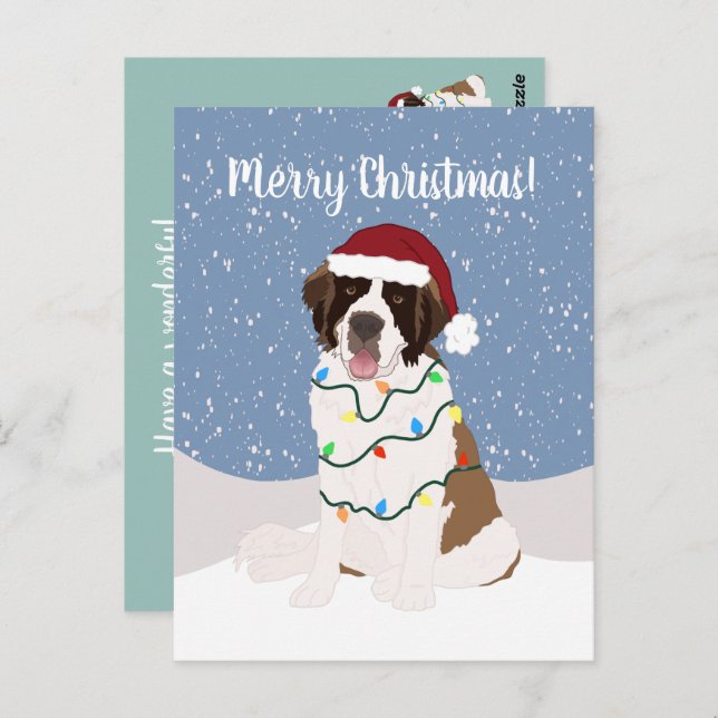 Christmas Saint Bernard  Postcard (Front/Back)