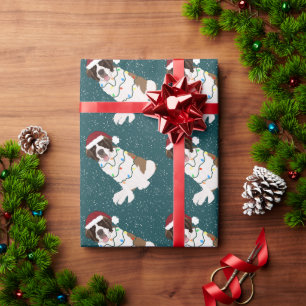Christmas Saint Bernard Wrapping Paper
