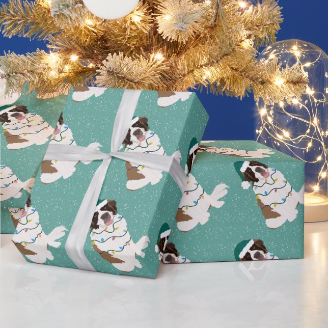 Christmas Saint Bernard  Wrapping Paper (Holidays)
