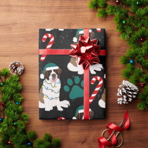 Christmas Saint Bernard  Wrapping Paper