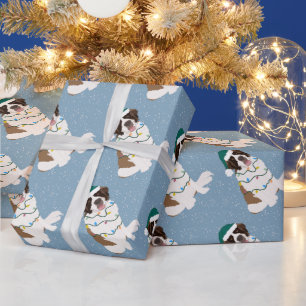 Christmas Saint Bernard  Wrapping Paper