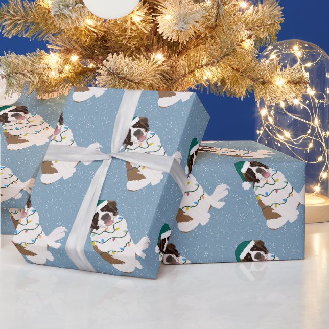 Christmas Saint Bernard  Wrapping Paper (Holidays)
