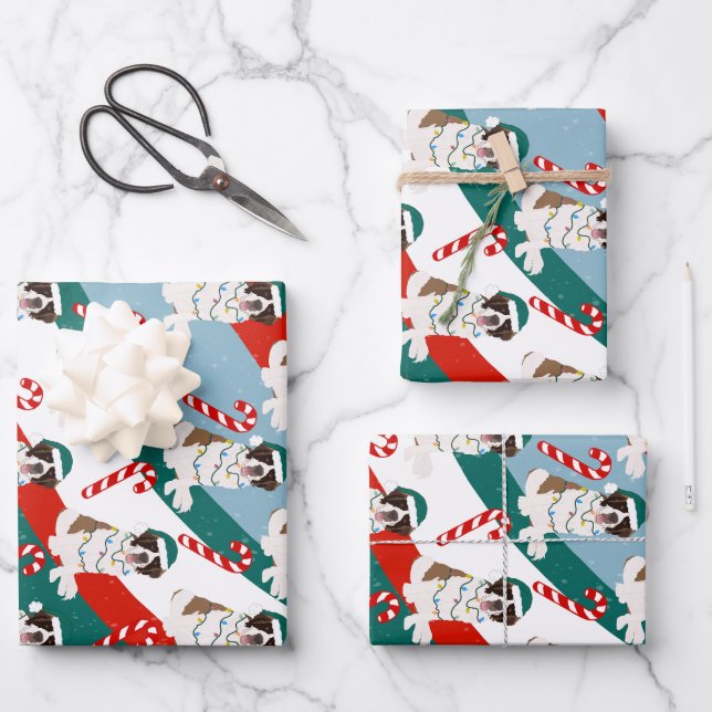 Christmas Saint Bernard  Wrapping Paper Sheet (Front)
