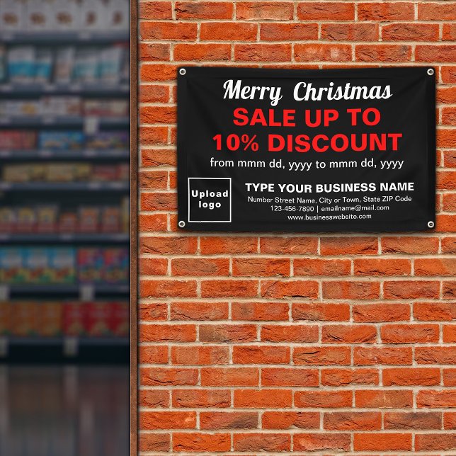 Christmas Sale Business Black Rectangle 4’ x 2.5’ Banner (Creator Uploaded)
