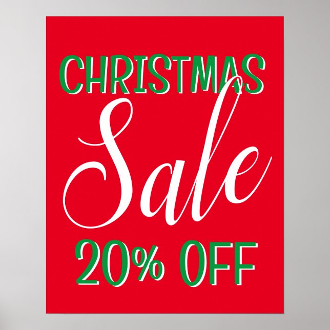 Christmas Sale Sign, Custom Discount, Retail Sale Poster (Front)