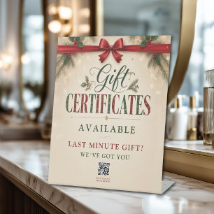 Christmas Salon Gift Certificate Promo Pedestal Sign