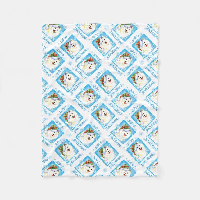 Christmas Samoyed Fleece Blanket (Front)
