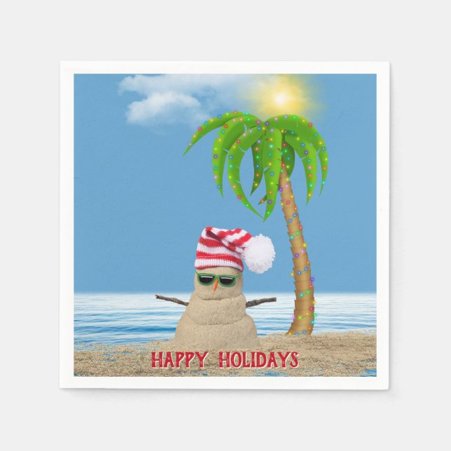 Christmas Sand Man Paper Plate Napkin (Front)