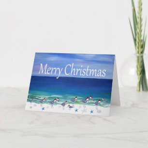 Christmas sandpipers Holiday coastal cards.