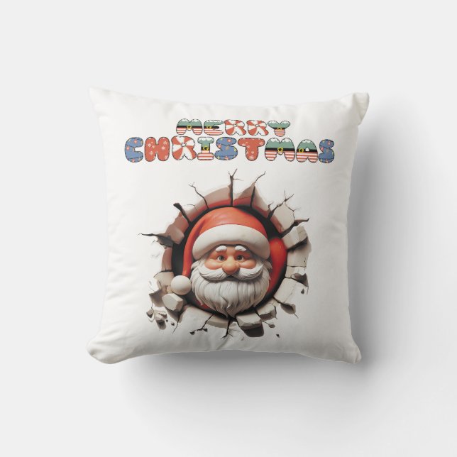 Christmas Santa 3D Print Cushion Home Decor (Front)