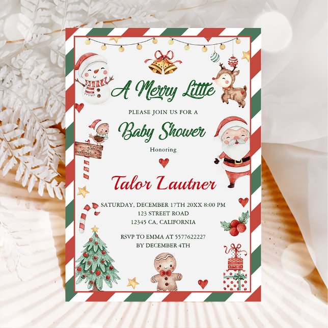 Christmas Santa A Merry Little Baby Shower Invitation (Creator Uploaded)