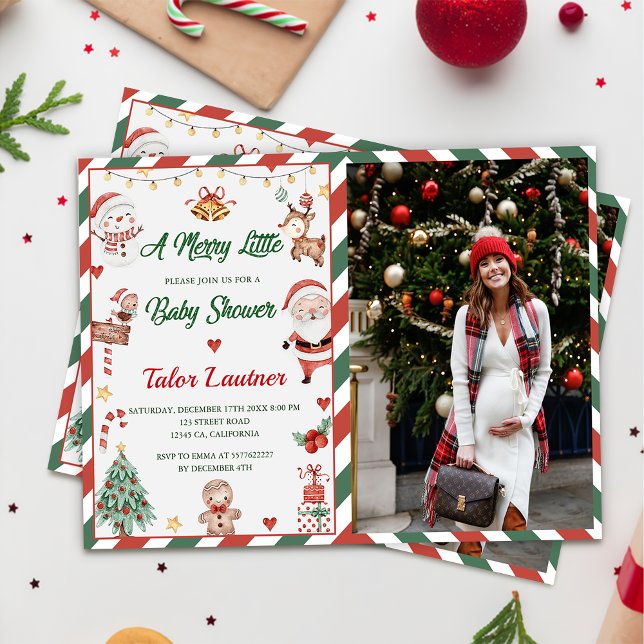 Christmas Santa A Merry Little Baby Shower Photo Invitation (Creator Uploaded)
