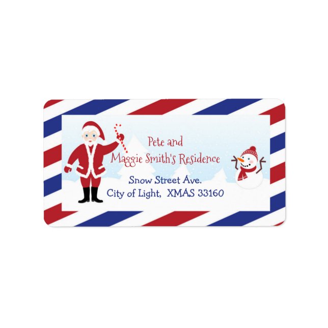 Christmas Santa Air Mail Return Address Label (Front)