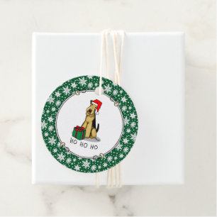 Christmas Santa Airedale Terrier HO HO HO Cute Favour Tags
