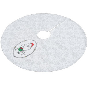 Christmas Santa American Eskimo Dog HO HO HO Cute Fleece Tree Skirt