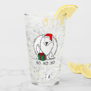 Christmas Santa American Eskimo Dog HO HO HO Cute Glass
