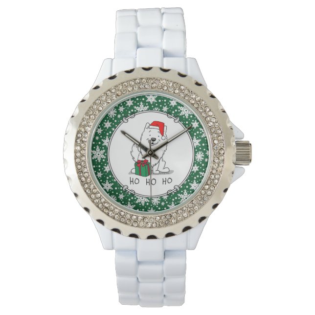 Christmas Santa American Eskimo Dog HO HO HO Cute Watch (Front)