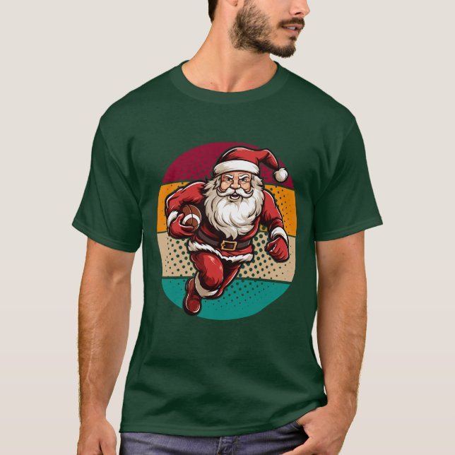 christmas santa american football T-Shirt (Front)