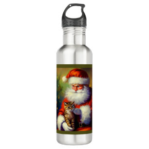 Christmas Santa and a Cat 1 710 Ml Water Bottle