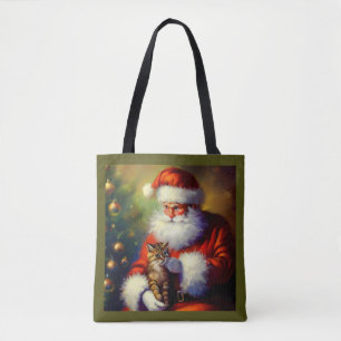 Christmas Santa and a Cat 1 Tote Bag