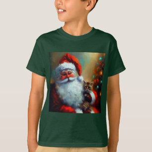 Christmas Santa and a Cat 4 T-Shirt