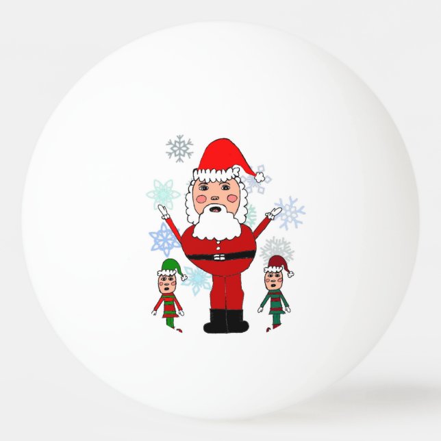 Christmas Santa and Elves Ping Pong Ball (Front)