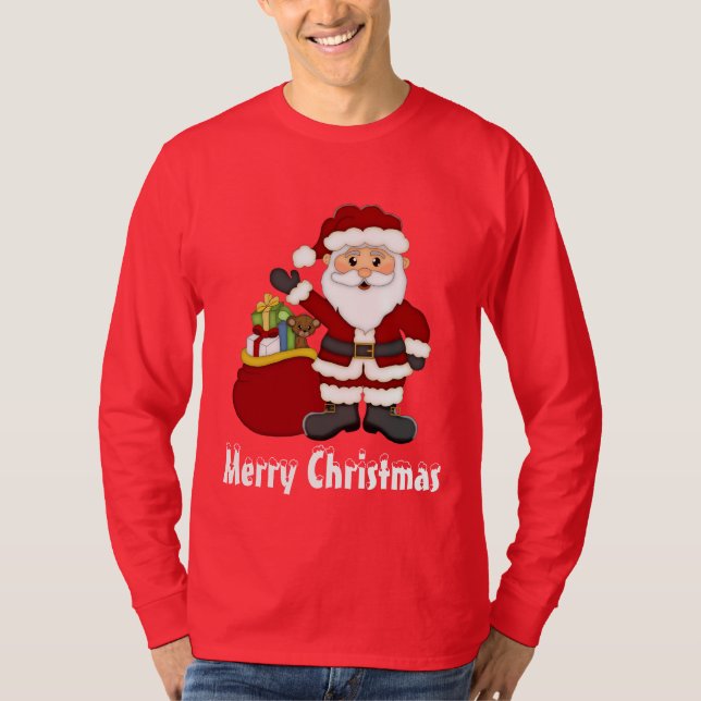 Christmas Santa and his bag mens t-shirt (Front)