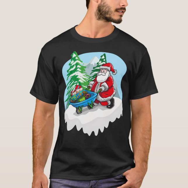 Christmas Santa And His Gift Wagon T-Shirt (Front)
