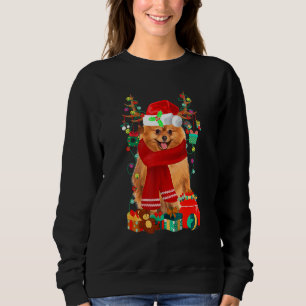 Christmas Santa And Lights Dog Pomeranian Xmas Sweatshirt