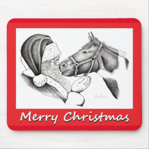 Christmas Santa and Paint Pinto Horse Mouse Pad