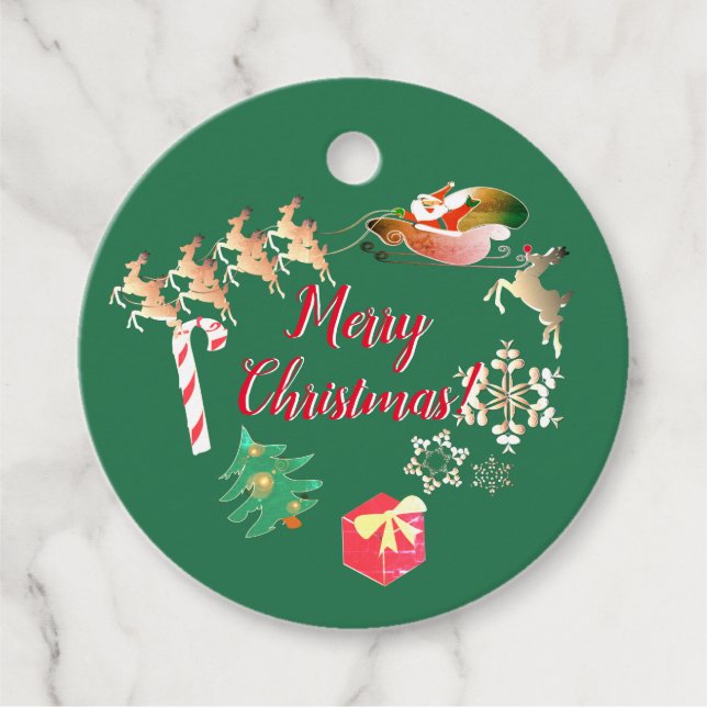 Christmas Santa and Reindeer Favour Tags (Front)