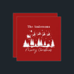 Christmas santa and reindeer sleigh   holiday card<br><div class="desc">Christmas traditional santa and reindeer sleigh design,  space for message on reverse</div>