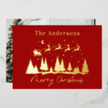 Christmas santa and reindeer sleigh photo<br><div class="desc">Christmas traditional santa and reindeer sleigh design with photo on reverse</div>