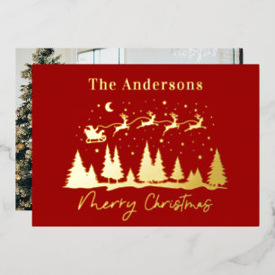 Christmas santa and reindeer sleigh photo