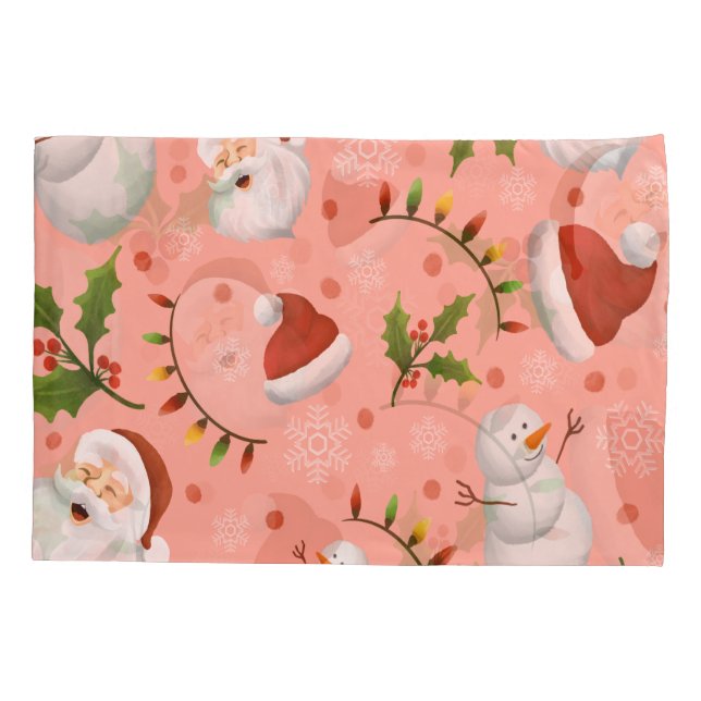 Christmas - Santa and Snowman Pillowcase (Back)