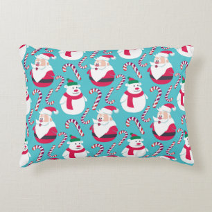 Christmas Santa and Teddy Bear with Candy Cane   Decorative Cushion