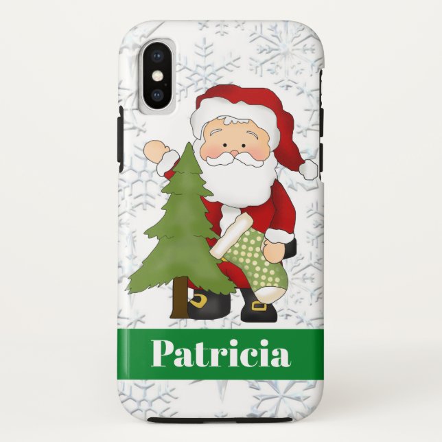 Christmas Santa and tree add name phone case ten (Back)