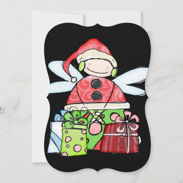 Christmas Santa Angel Flat Greeting Card (Front)