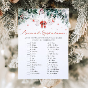 Christmas Santa Animal Gestation Baby Shower Game Invitation