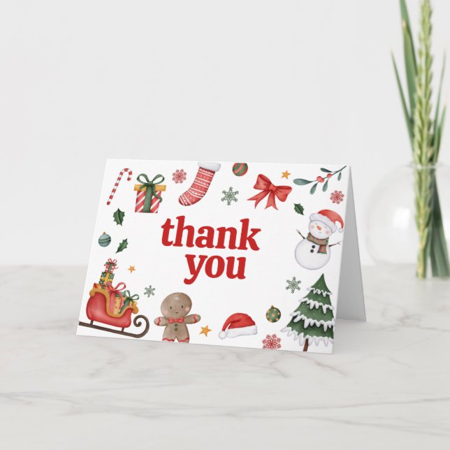 Christmas Santa Baby Baby Shower  Thank You Card (Front)