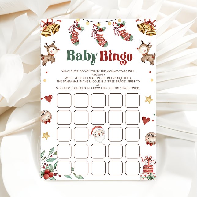 Christmas Santa Baby Bingo Baby Shower Game Invitation (Creator Uploaded)