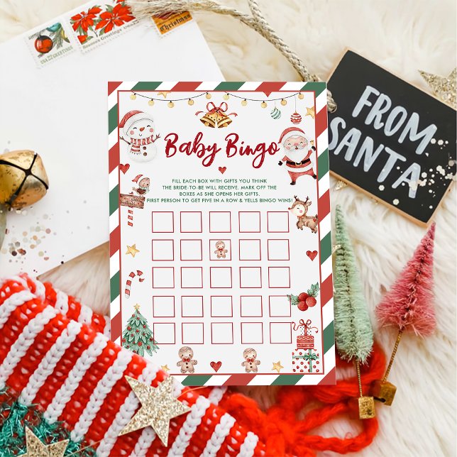 Christmas Santa Baby Bingo Baby Shower Games Card (Creator Uploaded)