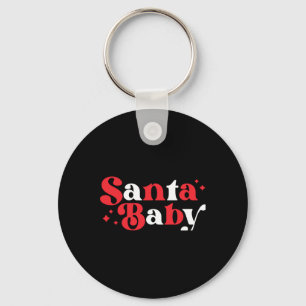 Christmas Santa Baby Cute Modern Tygraphy Script B Key Ring