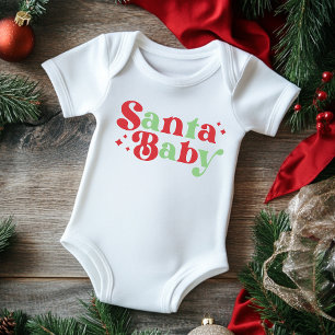 Christmas Santa Baby Cute Modern Typography Script Baby Bodysuit