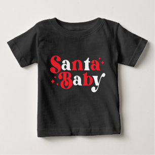 Christmas Santa Baby Cute Modern Typography Script Baby T-Shirt