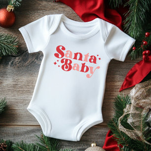 Christmas Santa Baby Cute Modern Typography Script Bodysuit