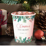 Christmas Santa Baby Gender Neutral Paper Cups<br><div class="desc">Are you looking for Christmas-themed baby shower party décor? Look no further. These charming paper cups showcase whimsical watercolor greenery and pine cones. Use the Design Tools to customise the text,  font and colours.</div>
